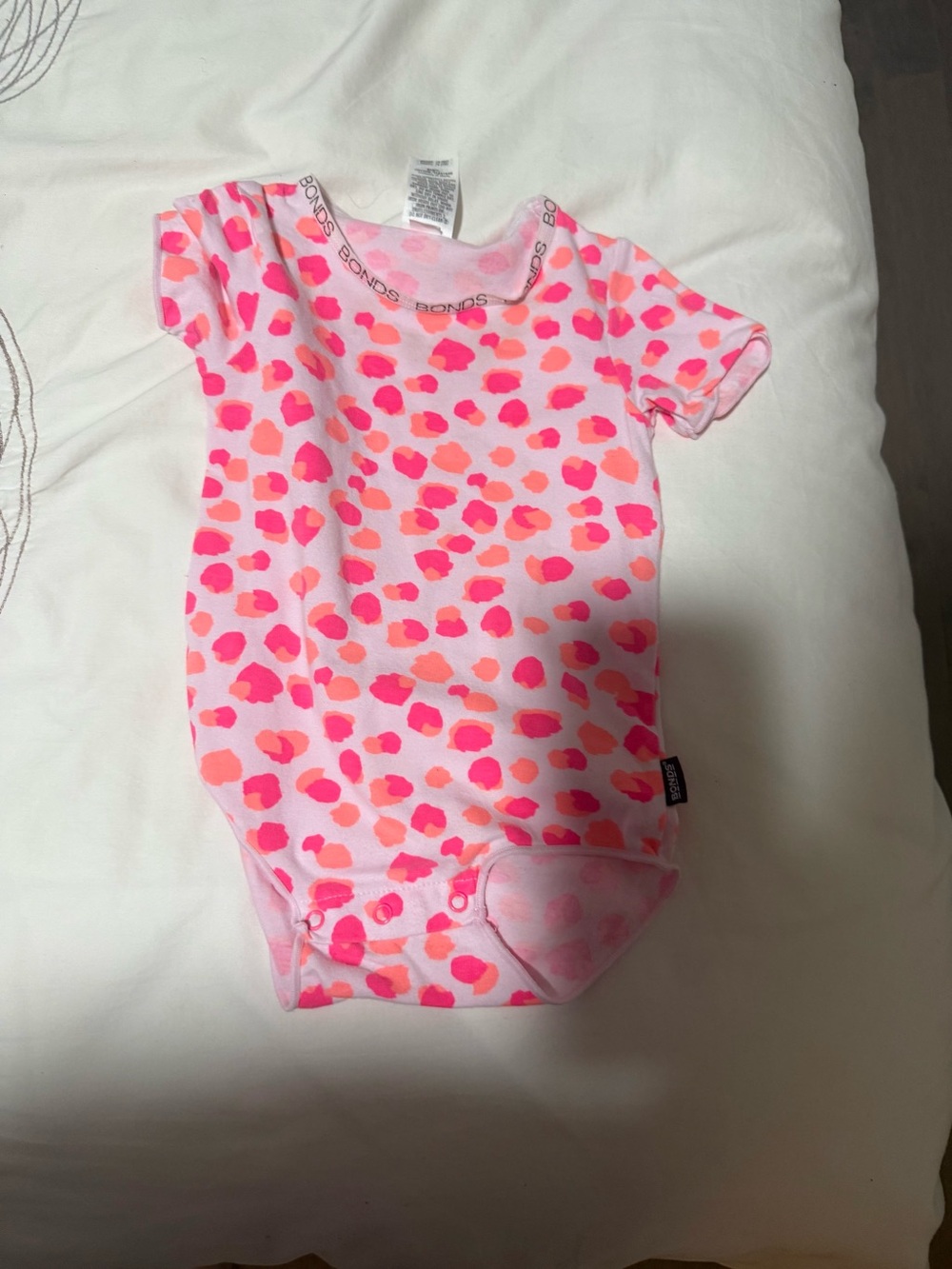 Bonds Pink Neon Spot Short Sleeve Baby Bodysuit